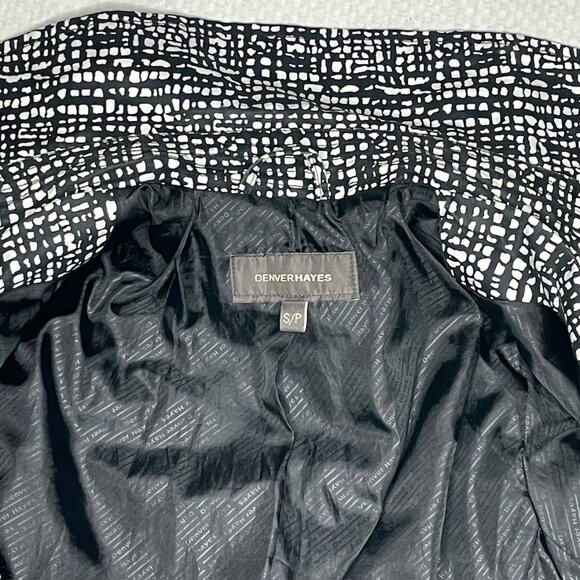 Denver Hayes Black and White Belted Pattern Coat – Size Medium - Picture 4 of 7